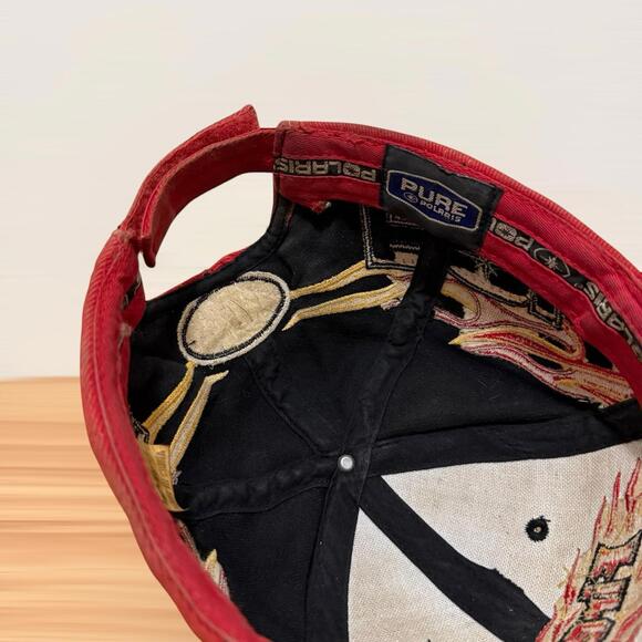 Vintage Polaris Fire One Flame Racing Embroidered Adjustable Cap Hat Adult Men’s - Picture 8 of 9